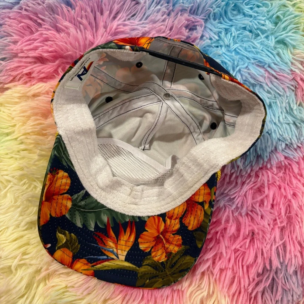 Aviator Nation Venice CA Tropical Floral Snapback Hat Navy Blue Rainbow Patch - Picture 3 of 7